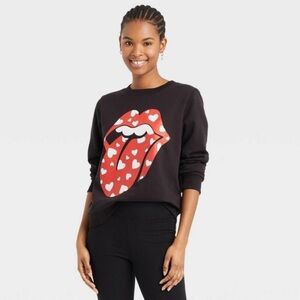 The Rolling Stones Black Long Sleeve Tee with Red and White Graphic XS